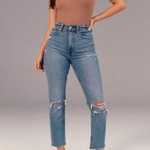 Ripped high-rise ankle jeans